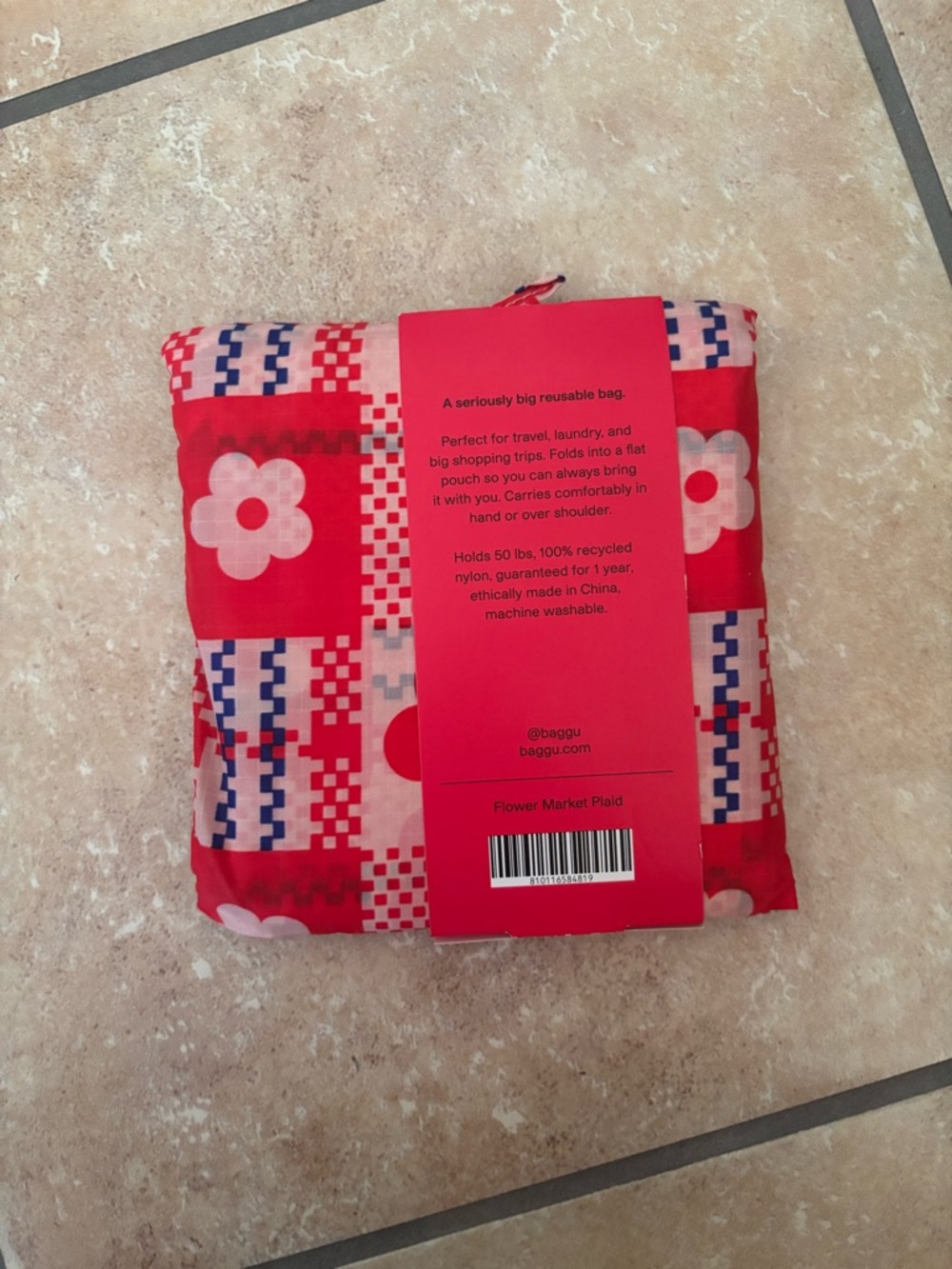 Sandy Liang Red Pink Checkered Reusable Women’s Bag BIG - Picture 2 of 2